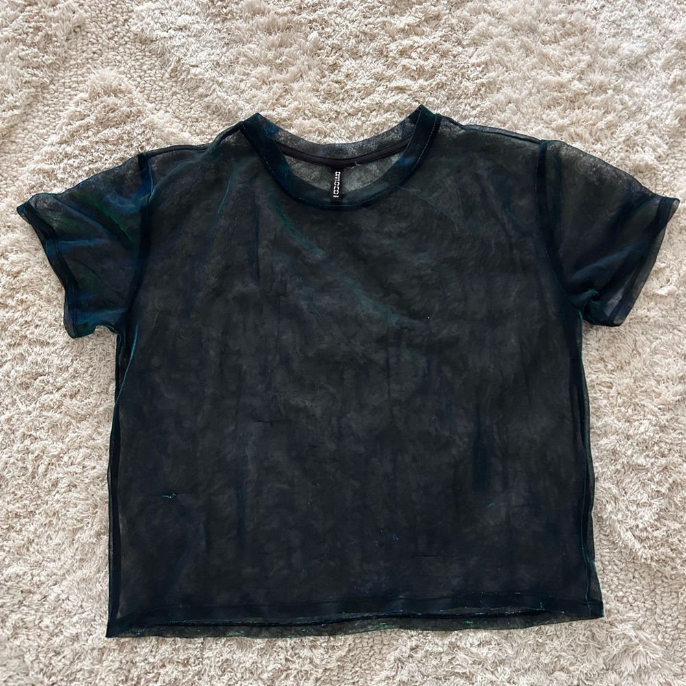 Divided Black Sheer Short Sleeve Tee